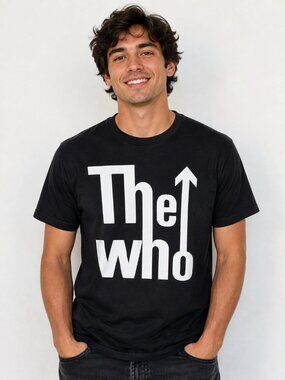The Who Band T-Shirt Men's Small Black Graphic Tee Classic Rock 100% Cotton